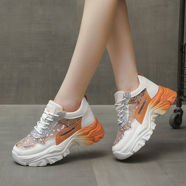 Damen Sneaker Chunky Glitzer Ergonomisch Comfort
