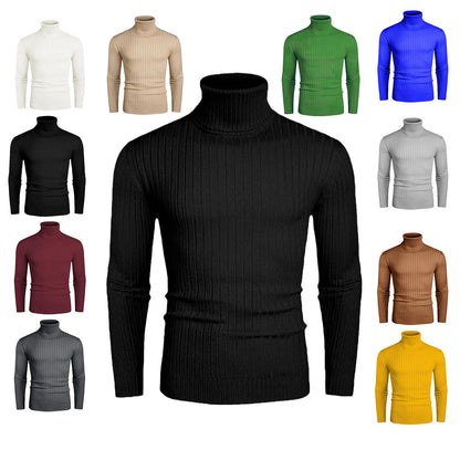 Herren Rollkragenpullover Fein Rippenstrick Eleganter Stil