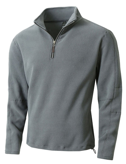 Herren Fleece Pullover Lang Reißverschluss Stehkragen Warm