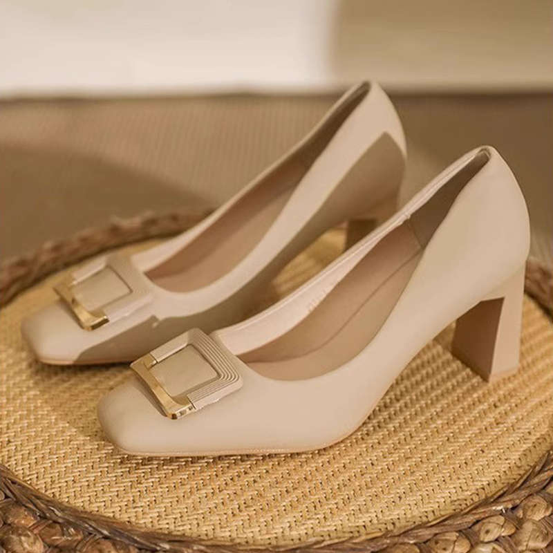 Damen Pumps Hochhackig mit Schnalle Elegant Schwarz