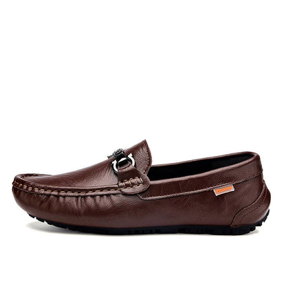 Damen Mokassins Leder Elegante Schnalle Schwarz