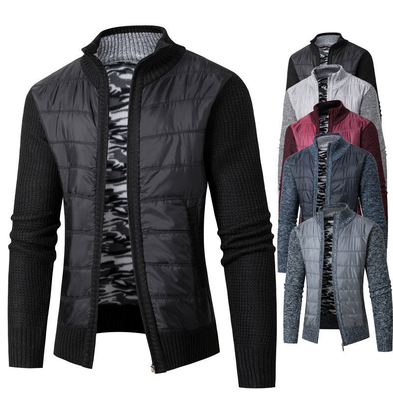 Herren Jacke Modern Stehkragen Strukturiert Schwarz - BerlinGlamour
