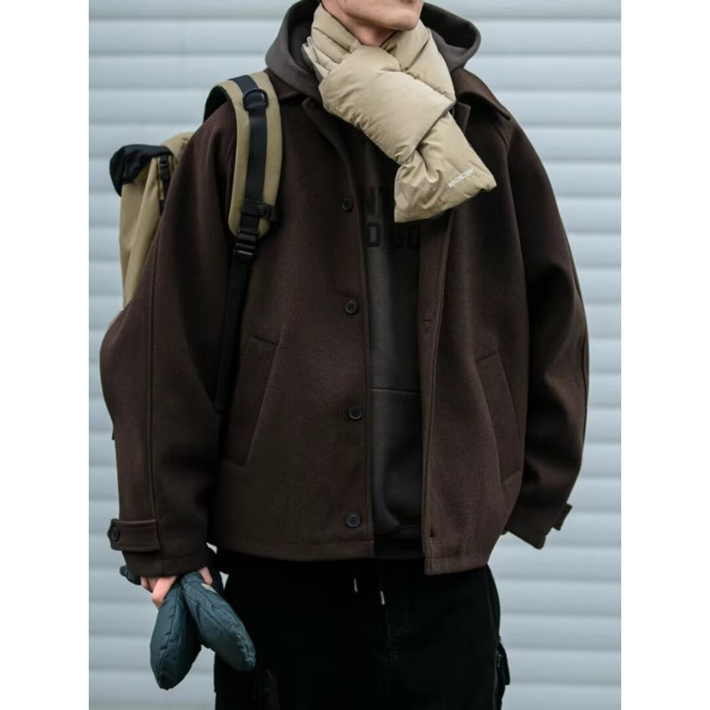Herren Oversize Jacke Modern mit Knöpfen und Taschen