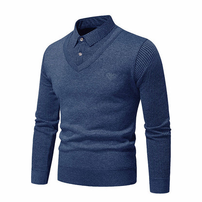 Herren Strickpullover V-Ausschnitt Modern Rippenmuster