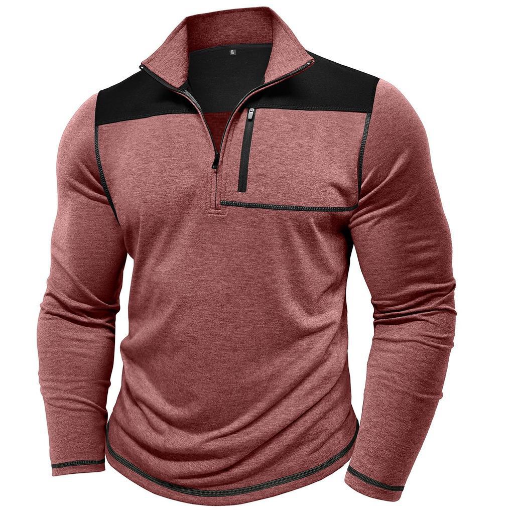 Herren Pullover Sportlich Half-Zip mit Brusttasche Modern