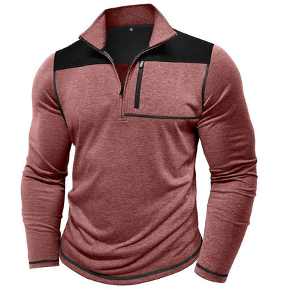 Herren Pullover Sportlich Half-Zip mit Brusttasche Modern