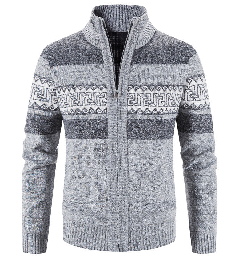 Herren Strickjacke Gemütlich Mit Kapuze Grau