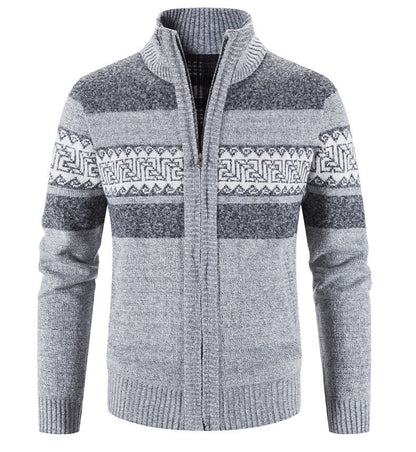 Herren Strickjacke Gemütlich Mit Kapuze Grau
