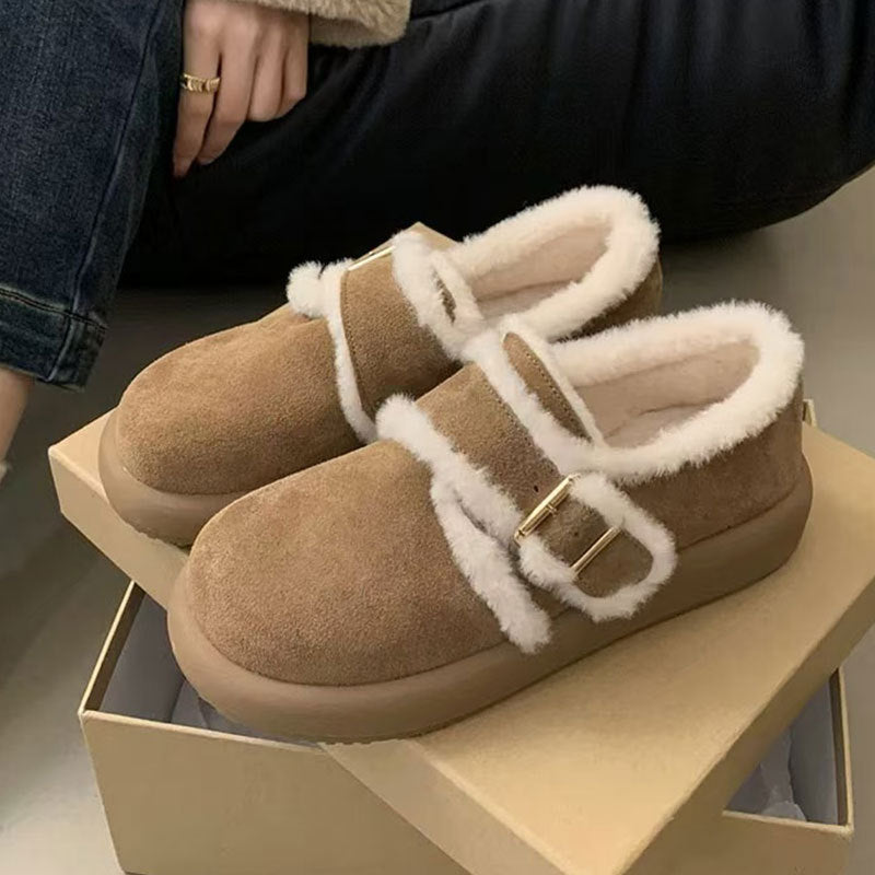 Damen Clogs Bequem Flauschig mit Verstellbarem Riemen