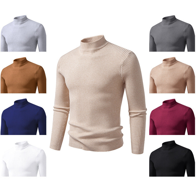 Herren Rollkragenpullover Fein Rippenstrick Elegent