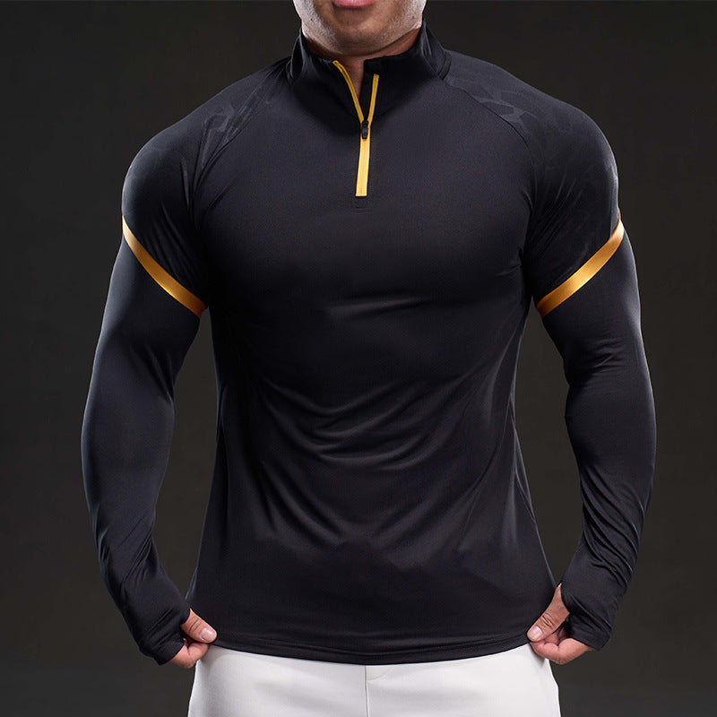 Herren Funktionsshirt Langarm Stehkragen Sportlich Modern