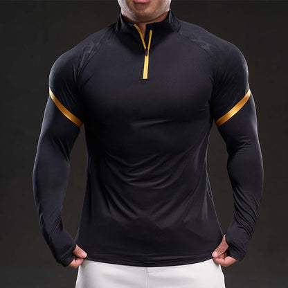 Herren Funktionsshirt Langarm Stehkragen Sportlich Modern