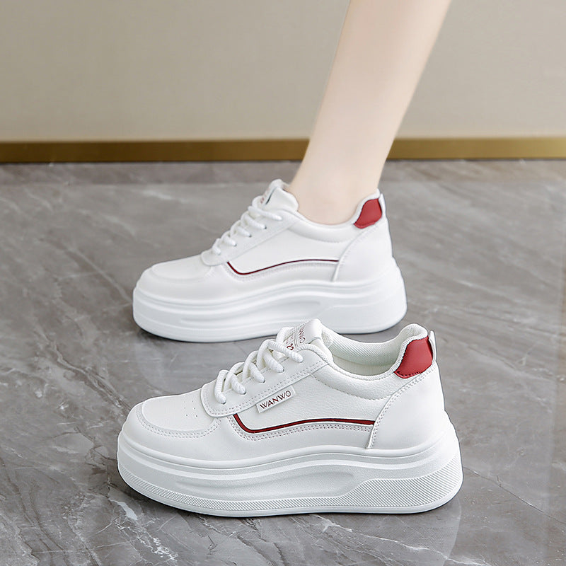 Damen Plateau Sneaker Hoch Glatt Elastisch