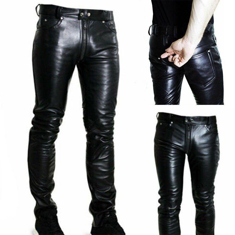 Herren Slimfit Hose Kunstleder Schwarz Modern - BerlinGlamour