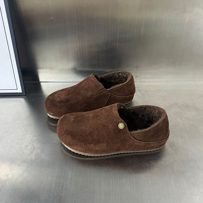 Damen Clogs Wildleder Bequem Kuschelig