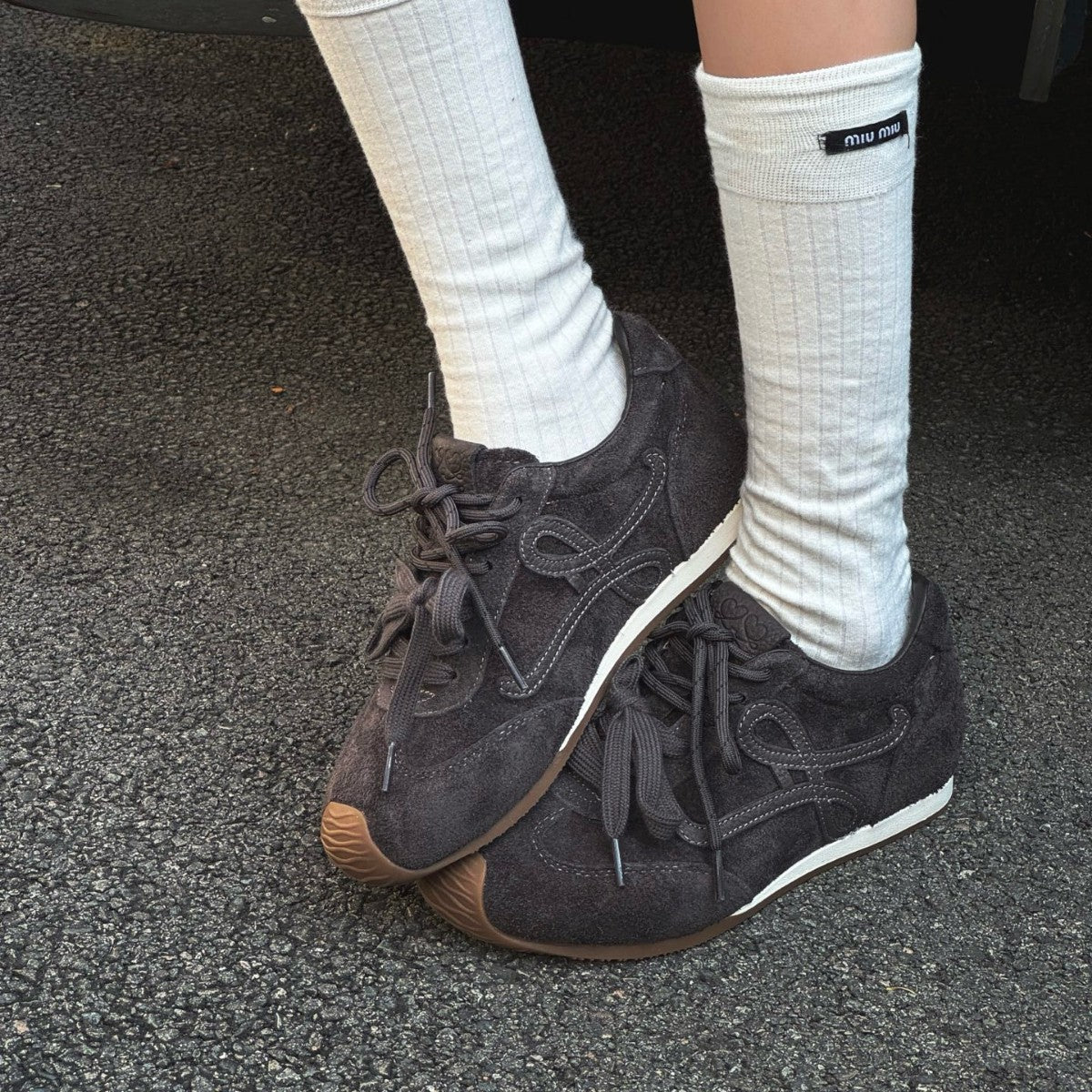 Damen Sneaker Wildleder Schnürsenkel Modisch