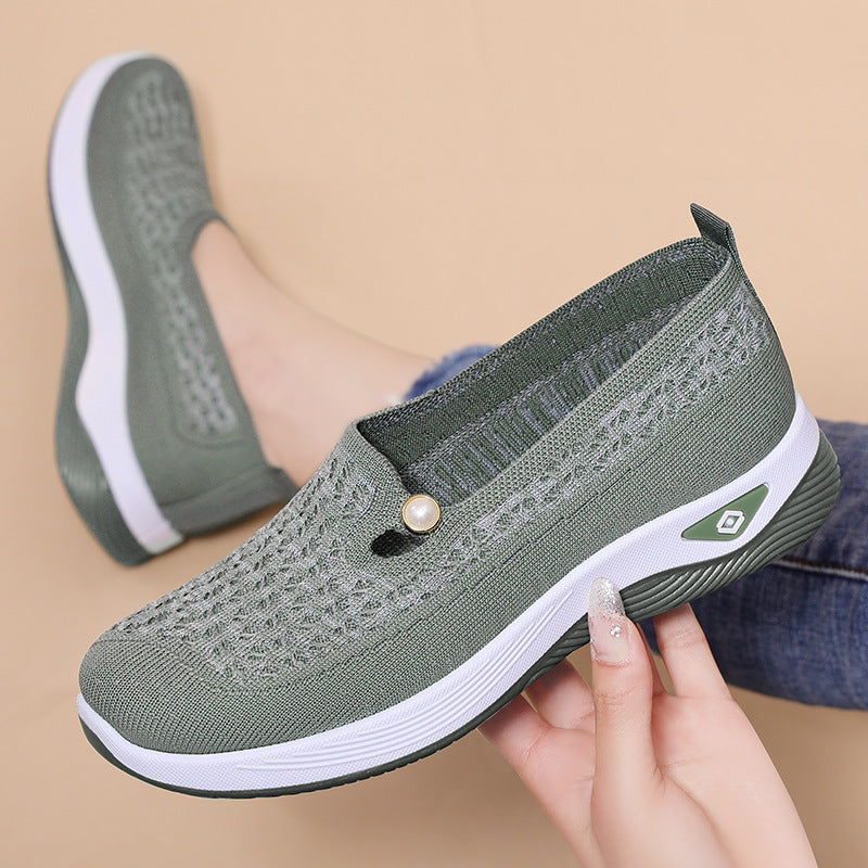 Damen Sneaker Strick Bequem Rutschfest