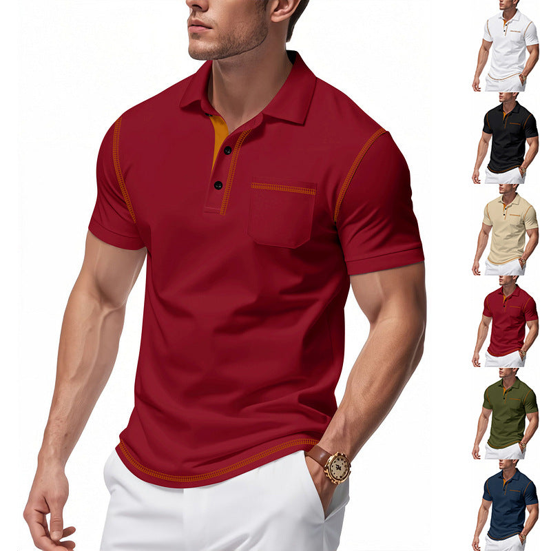 Herren Polo-Shirt Modern Kontrastkragen Slim Fit