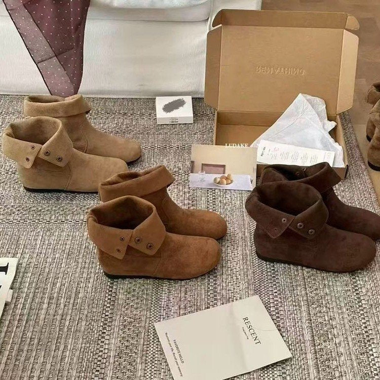 Damen Stiefel Elegante Knöpfchendekoration Mode Schuhe - BerlinGlamour