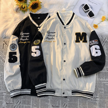Herren Collegejacke Gestickt Logo Kontrast Ärmel Modern - BerlinGlamour