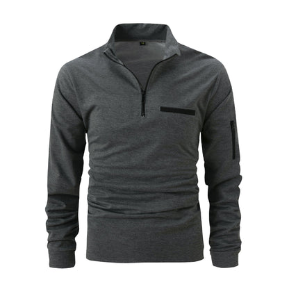 Herren Pullover Langarm Stehkragen Reißverschluss Modern