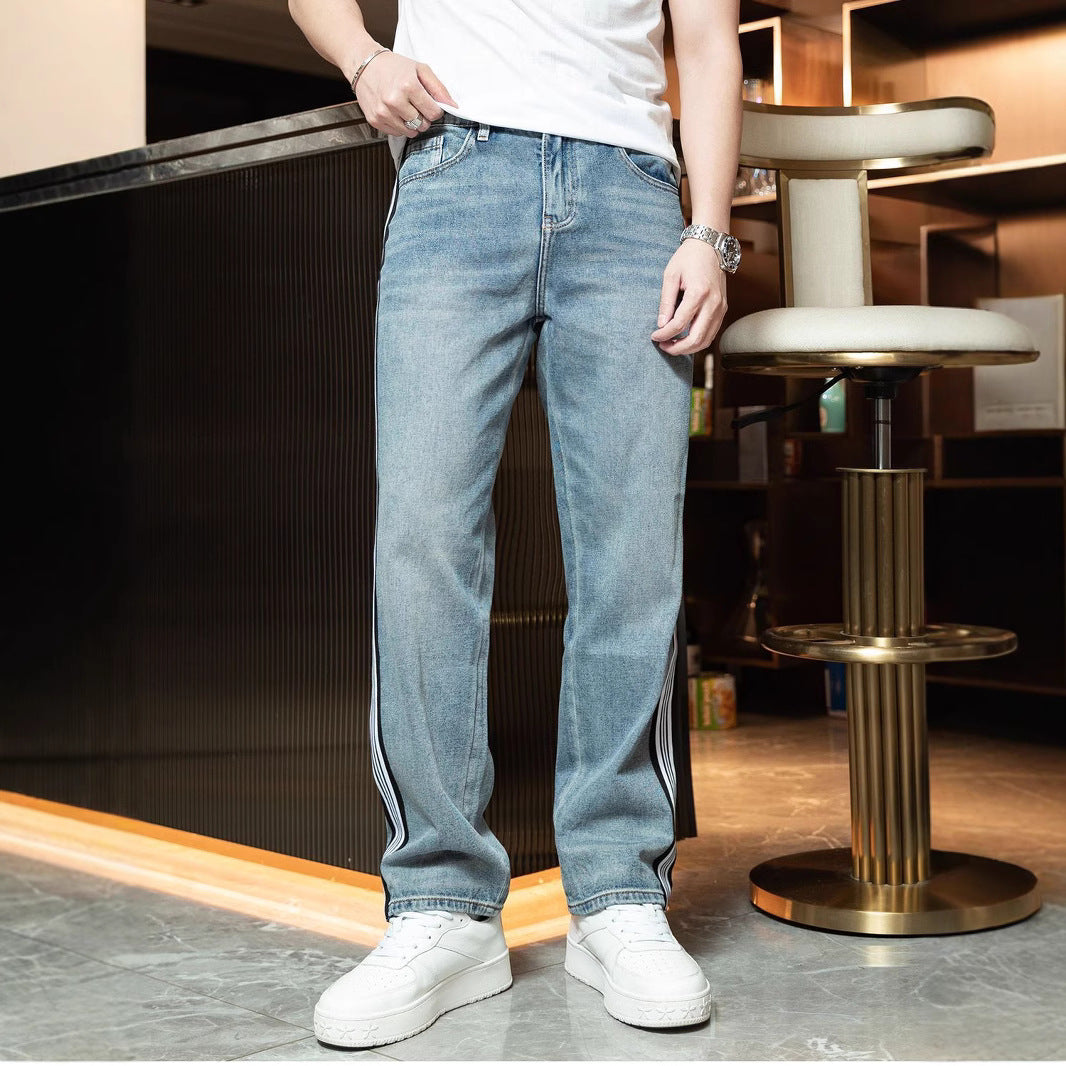 Herren Jeans Relaxed Fit mit Kontraststreifen Bequem - BerlinGlamour