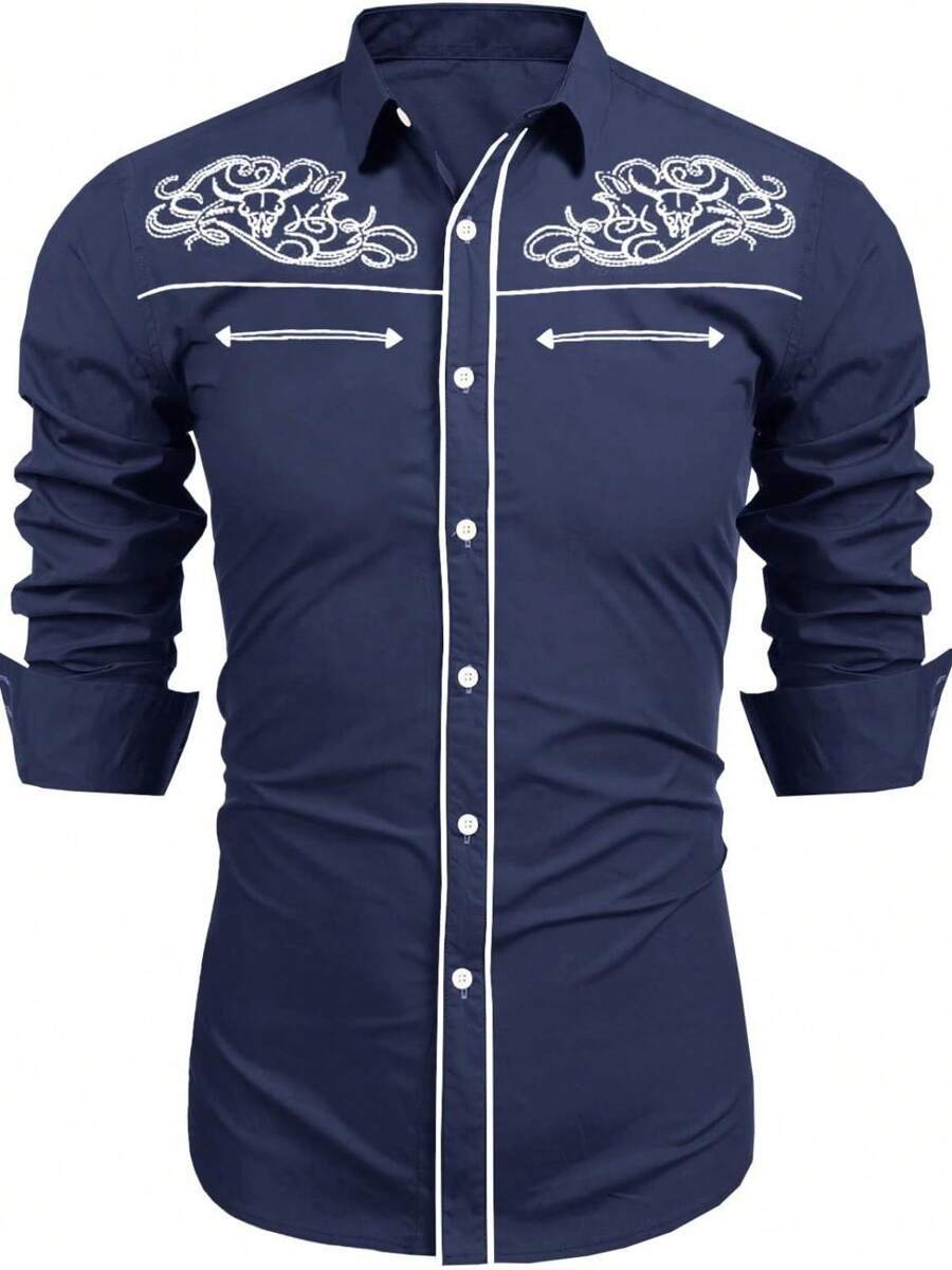 Elegantes Herren Hemd mit Stickerei Modern