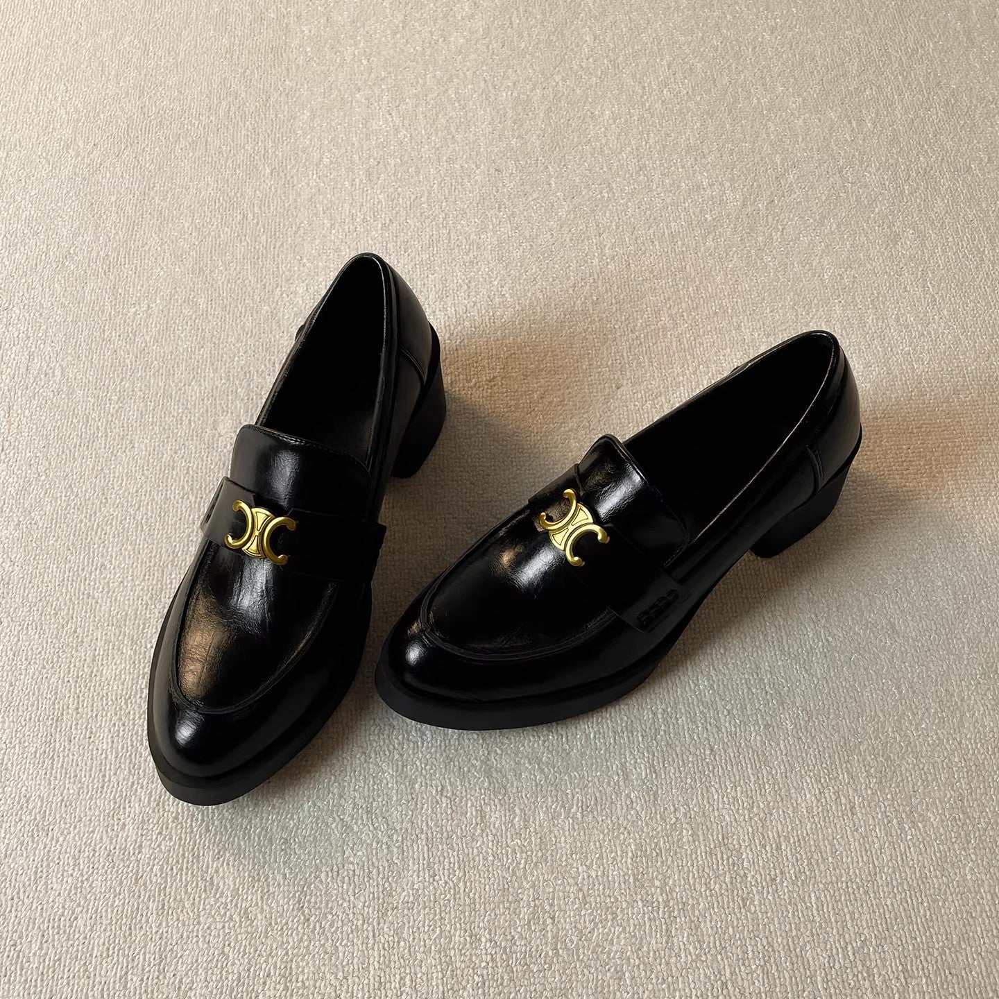 Damen Loafers Elegantes Design Blockabsatz Schnalle