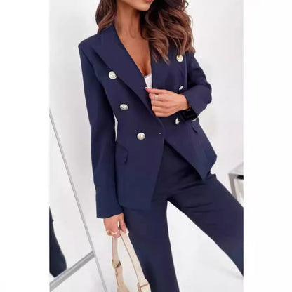 Damen Blazer Anzug Eleganter Businessanzug mit goldenen Knöpfen