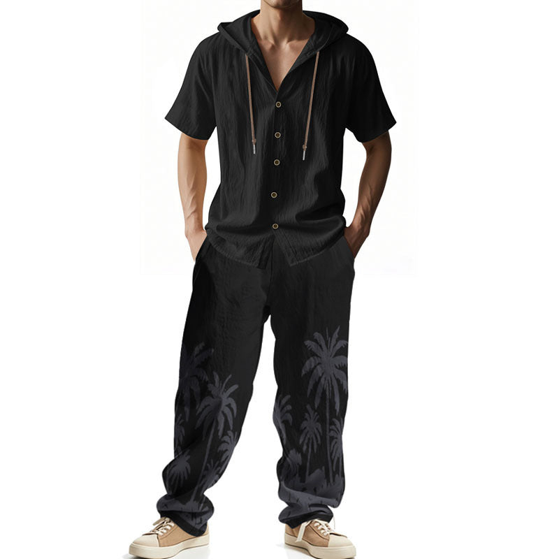 Herren Sommerjacke Kapuze Palmenmuster Trendig