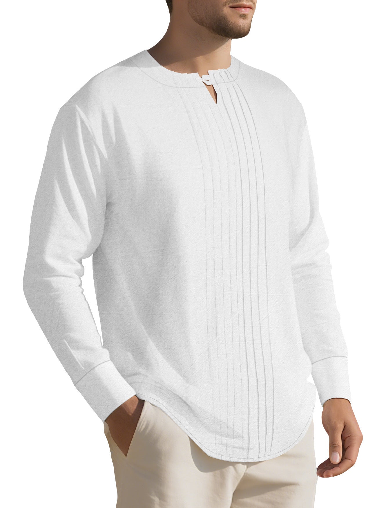 Herren Langarmhemd Elegant Strukturiert Modern