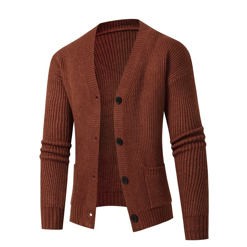 Herren Strickjacke Modern mit Feinripp Design
