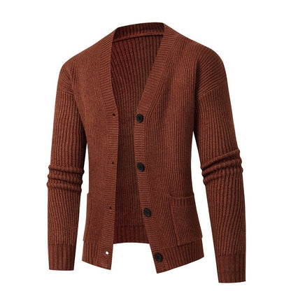 Herren Strickjacke Modern mit Feinripp Design