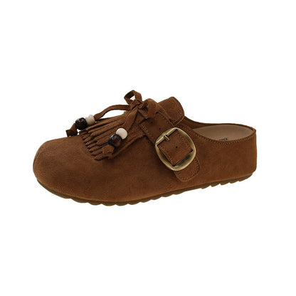 Damen Clogs Elegante Fransen Schnalle Modisch