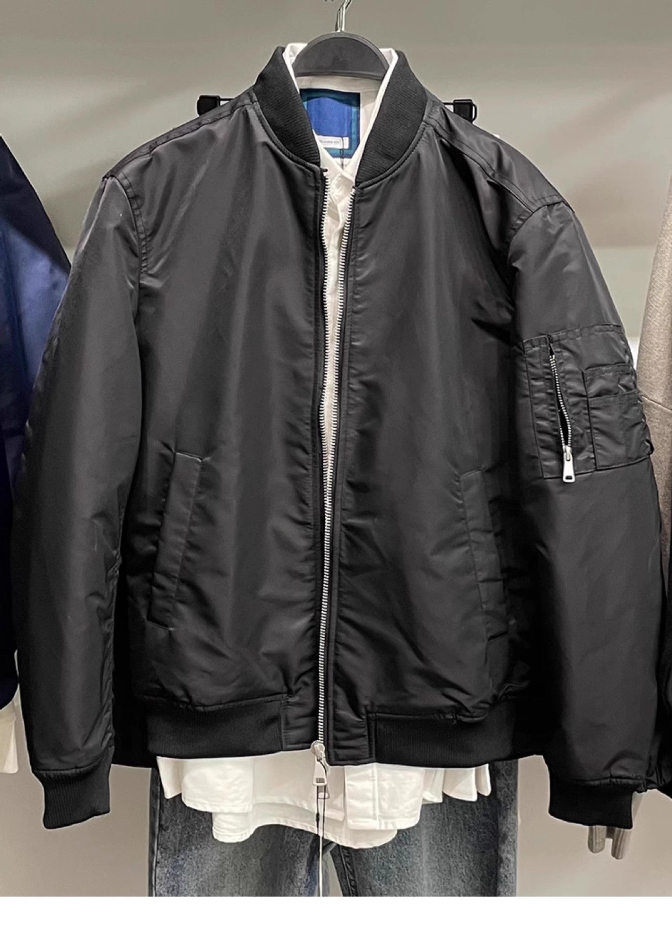 Herren Bomberjacke Lässig Mit Taschen Reißverschluss