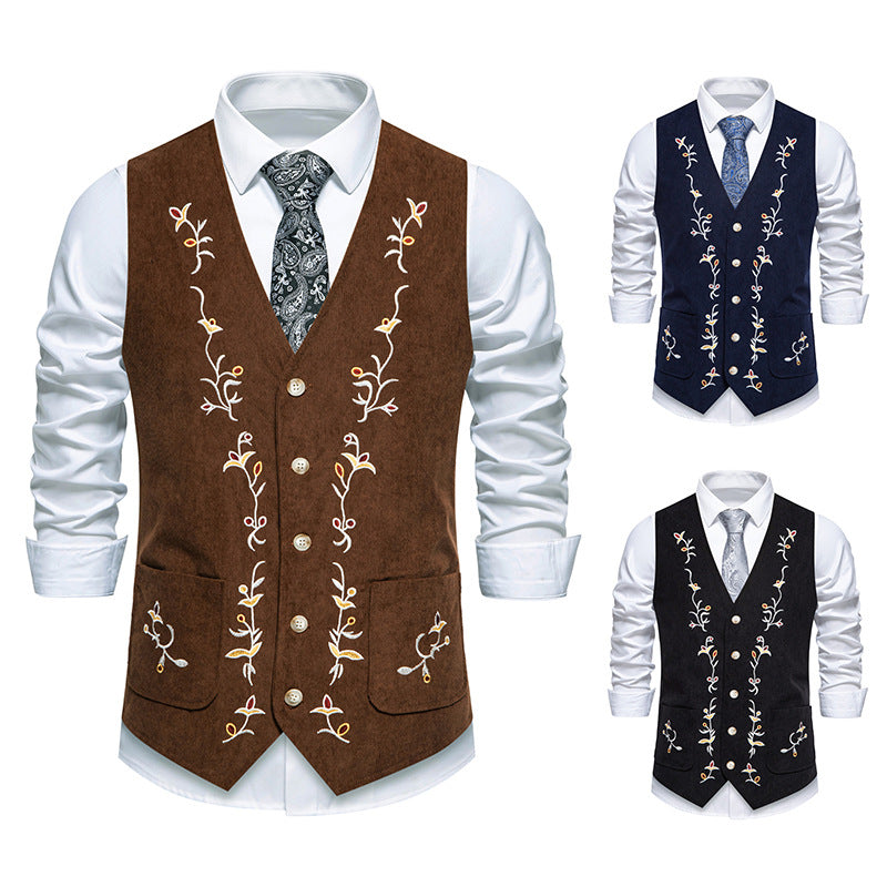 Herren Weste Elegant mit Stickereien Modern Floral