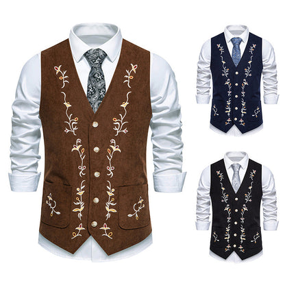 Herren Weste Elegant mit Stickereien Modern Floral