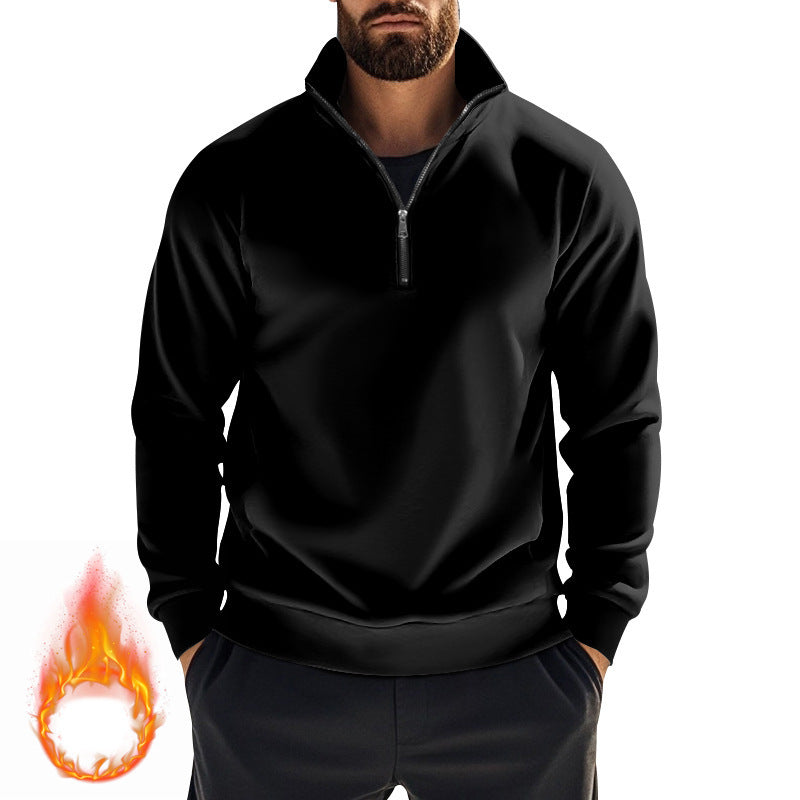 Herren Fleece-Pullover Warm Halbzipper Hochkragen