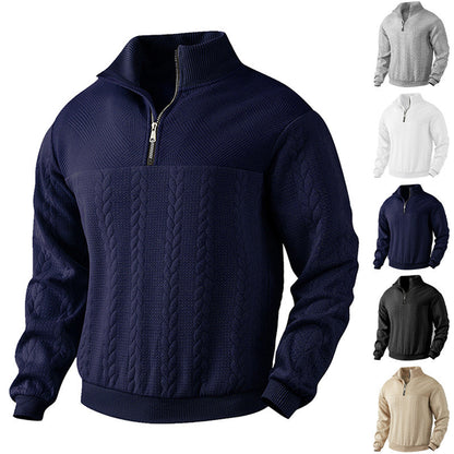 Herren Strickpullover Hoher Kragen Reißverschluss Modern