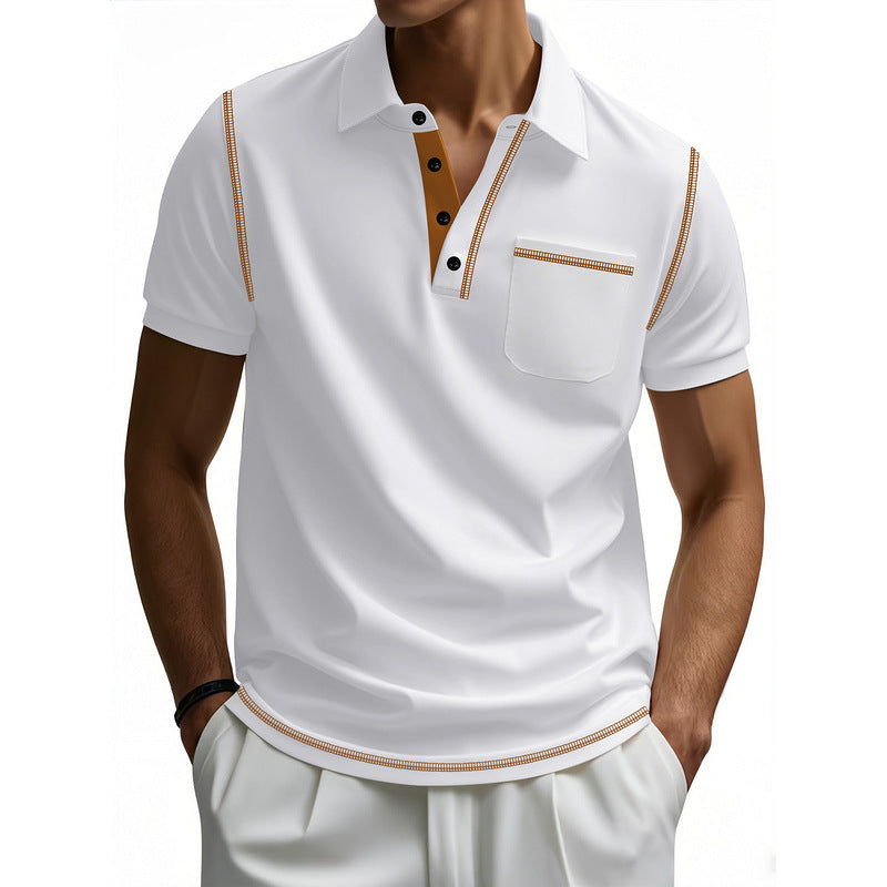 Herren Poloshirt Modern Henley Kragen Kontrast Akzente