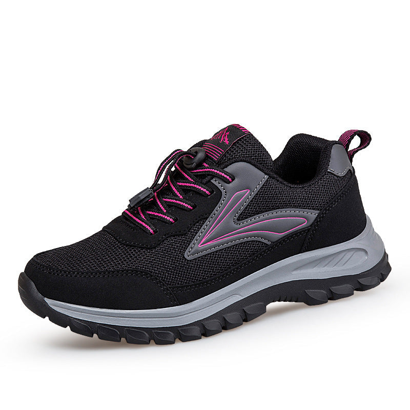 Damen Sport-Sneaker Atmungsaktiv Rutschfest Laufschuhe Schwarz
