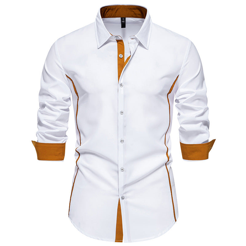 Herren modisches Langarmhemd mit stilvollen Kontrastdetails BerlinGlamour: Moderne Langarmhemd für Herren mit stilvollen Details und Kontrasten zur Berliner Glamour.