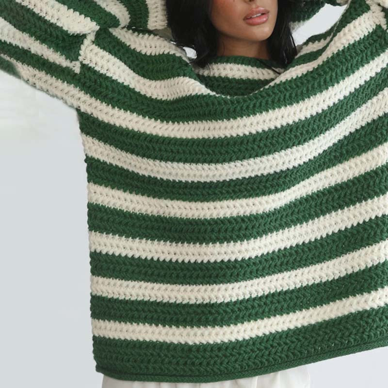 Gestreifter Strickpullover Weich Pastellfarben Damen