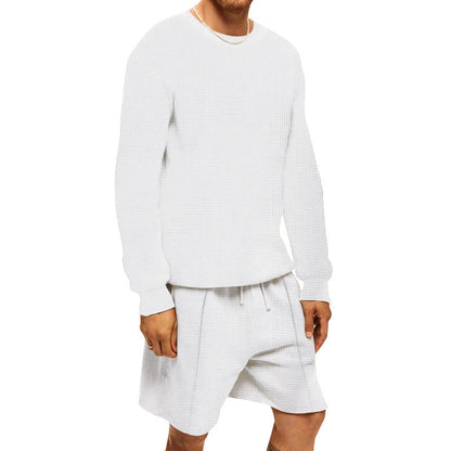 Herren Sportset Sweatshirt und Shorts atmungsaktiv Waffelstrick