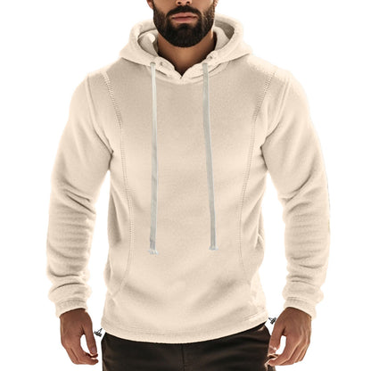 Herren Fleece Hoodie Hochkragen Modern Schwarz