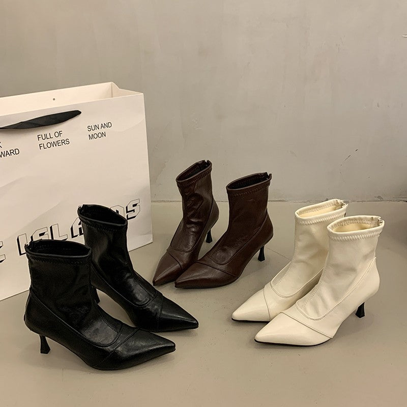 Damen Stiefeletten Spitz Schuhe Hochhackig Elegant