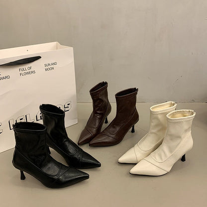 Damen Stiefeletten Spitz Schuhe Hochhackig Elegant