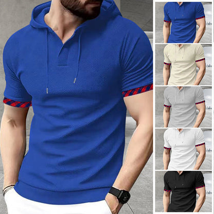 Herren Polo Shirt Kapuze Modern Sportlich