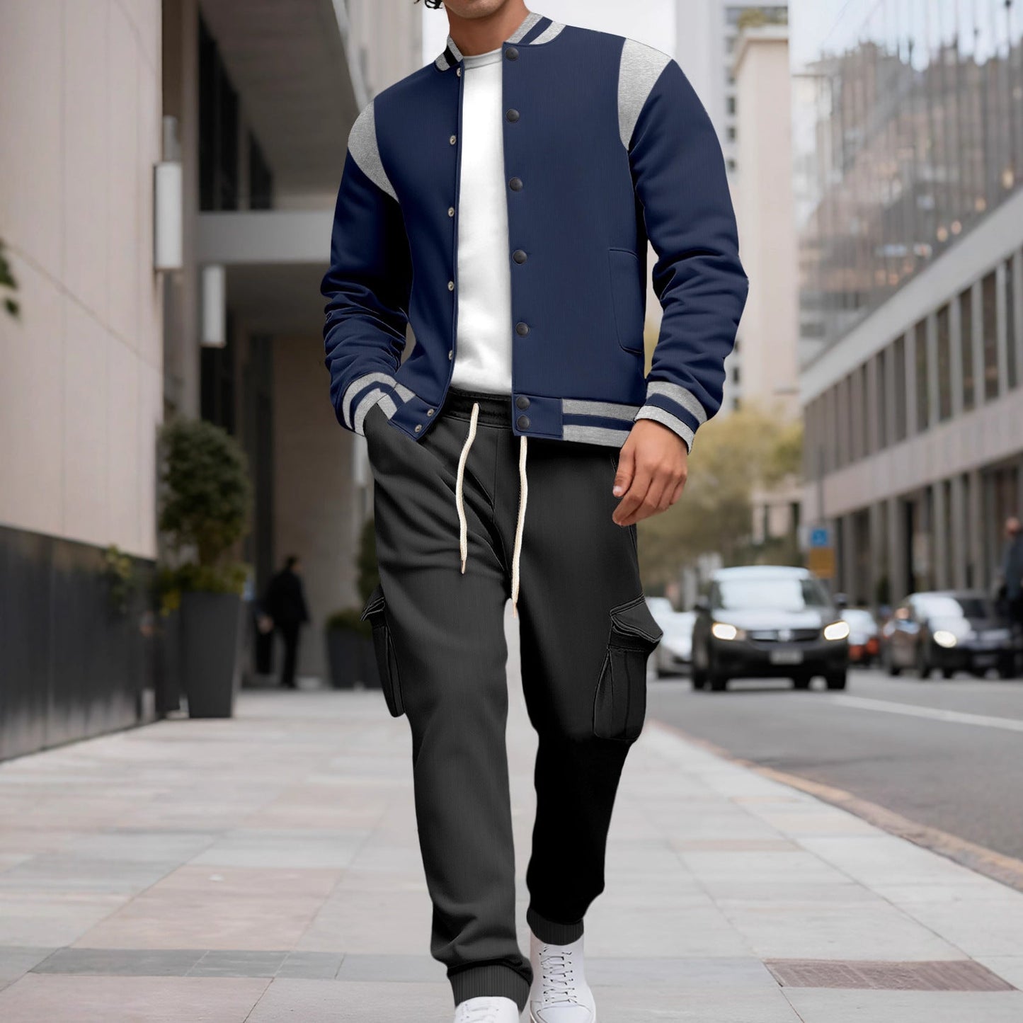 Herren Lederjacke Asymmetrisch Modern mit Nieten