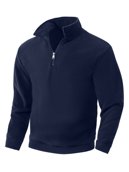 Herren Fleece Pullover Halbzipper Hoher Kragen Warm